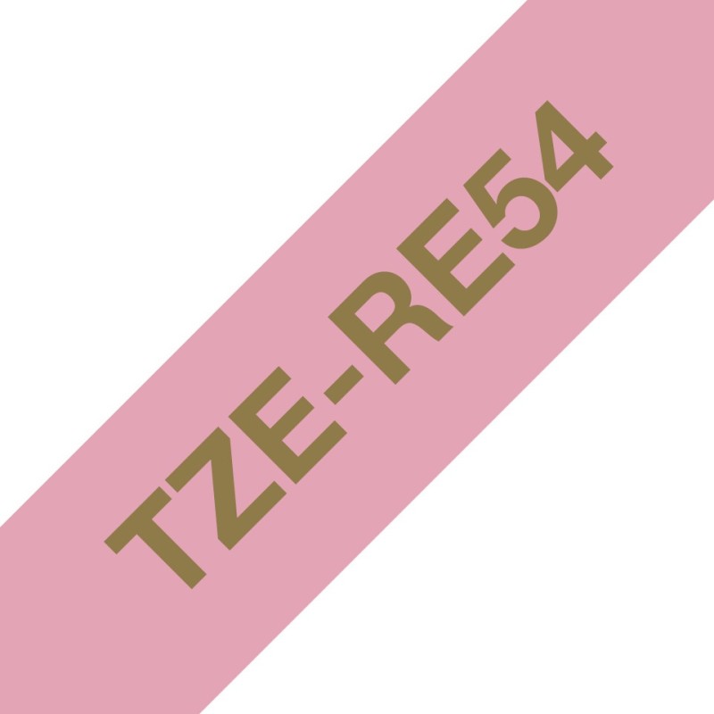 TZe-RE54 - Seidig - Gold auf Pink - Rolle (2,4 cm x 4 m)